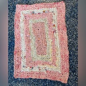 Handmade crocheted rag rug bathroom mat 27.5x19
